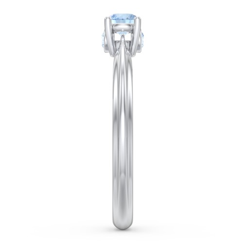 1/4 ct. Round Gemstone Peek-A-Boo Engagement Ring with Ridged Band