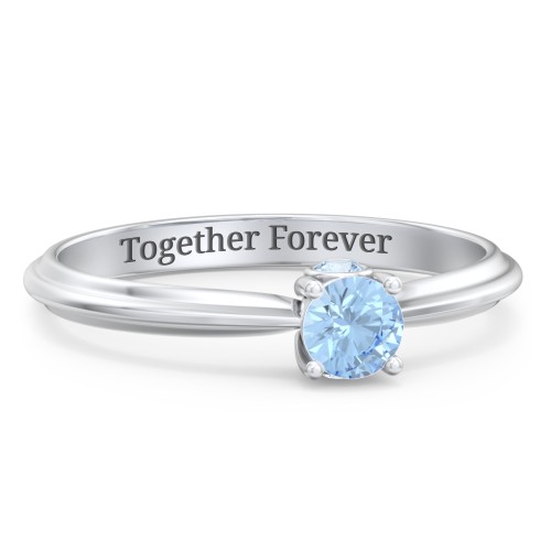 1/4 ct. Round Gemstone Peek-A-Boo Engagement Ring with Ridged Band