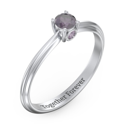 1/4 ct. Round Gemstone Peek-A-Boo Engagement Ring with Ridged Band – Sterling Silver with Alexandrite