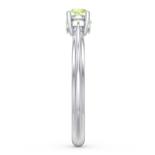 1/4 ct. Round Gemstone Peek-A-Boo Engagement Ring with Ridged Band – Sterling Silver with Peridot