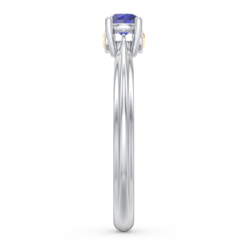 1/4 ct. Round Gemstone Peek-A-Boo Engagement Ring with Ridged Band – Sterling Silver with Blue Sapphire and Citrine