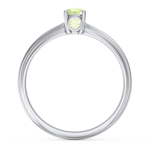 1/4 ct. Round Gemstone Peek-A-Boo Engagement Ring with Ridged Band – Sterling Silver with Peridot