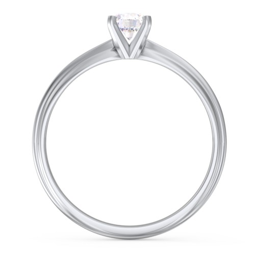 1/3 ct. Round Gemstone Engagement Ring with Ridged Band – Sterling Silver with Lab Diamond