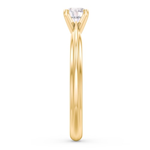 1/3 ct. Round Gemstone Engagement Ring with Ridged Band – 9kt Yellow Gold with White Premium Zirconia