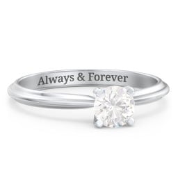 1/2 ct. Round Gemstone Engagement Ring with Ridged Band