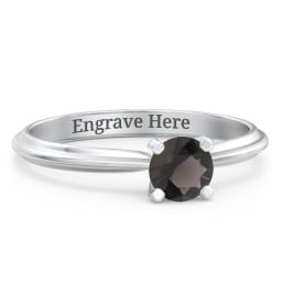 1/2 ct. Round Gemstone Engagement Ring with Ridged Band