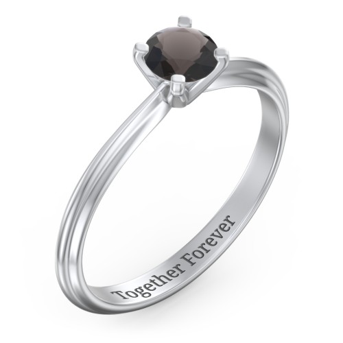 1/2 ct. Round Gemstone Engagement Ring with Ridged Band