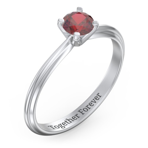 1/2 ct. Round Gemstone Engagement Ring with Ridged Band