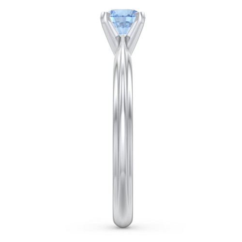 1/2 ct. Round Gemstone Engagement Ring with Ridged Band