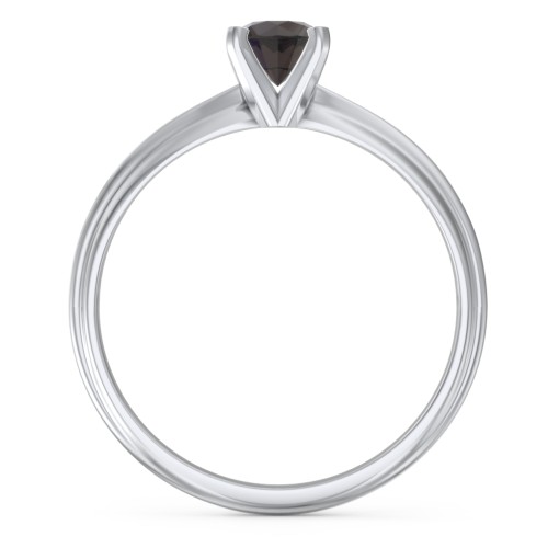 1/2 ct. Round Gemstone Engagement Ring with Ridged Band