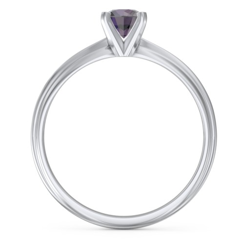 1/2 ct. Round Gemstone Engagement Ring with Ridged Band