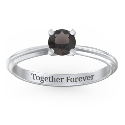 1/2 ct. Round Gemstone Engagement Ring with Ridged Band