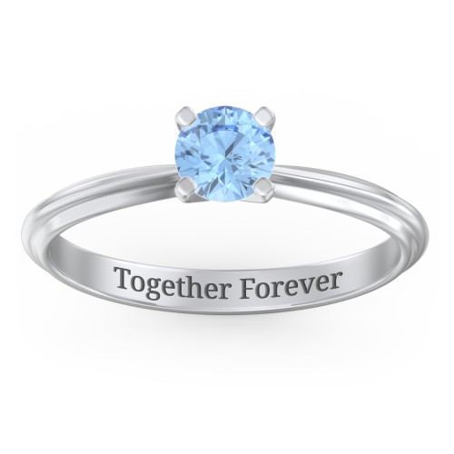 1/2 ct. Round Gemstone Engagement Ring with Ridged Band