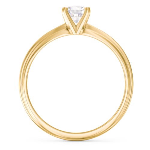 1/2 ct. Round Gemstone Engagement Ring with Ridged Band – 9kt Yellow Gold with Cubic Zirconia