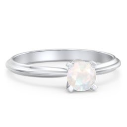 1/2 ct. Round Gemstone Peek-A-Boo Engagement Ring with Ridged Band