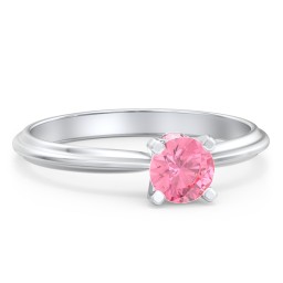1/2 ct. Round Gemstone Peek-A-Boo Engagement Ring with Ridged Band