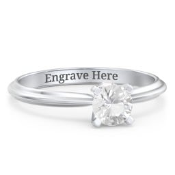 1/2 ct. Round Gemstone Peek-A-Boo Engagement Ring with Ridged Band