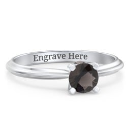 1/2 ct. Round Gemstone Peek-A-Boo Engagement Ring with Ridged Band