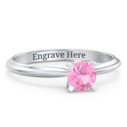 1/2 ct. Round Gemstone Peek-A-Boo Engagement Ring with Ridged Band