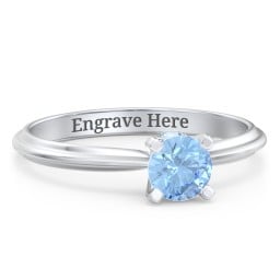 1/2 ct. Round Gemstone Peek-A-Boo Engagement Ring with Ridged Band