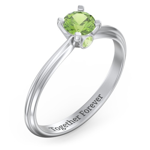 1/2 ct. Round Gemstone Peek-A-Boo Engagement Ring with Ridged Band