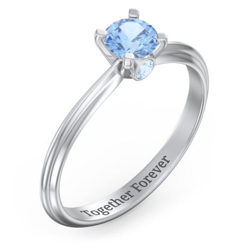 1/2 ct. Round Gemstone Peek-A-Boo Engagement Ring with Ridged Band