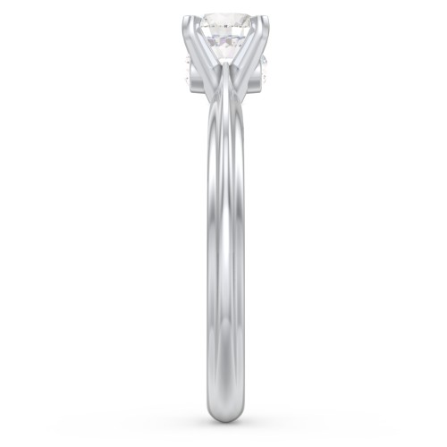 1/2 ct. Round Gemstone Peek-A-Boo Engagement Ring with Ridged Band – Sterling Silver with Cubic Zirconia