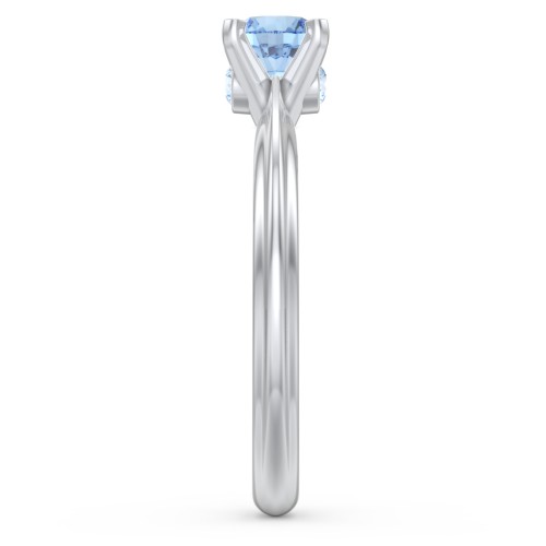 1/2 ct. Round Gemstone Peek-A-Boo Engagement Ring with Ridged Band