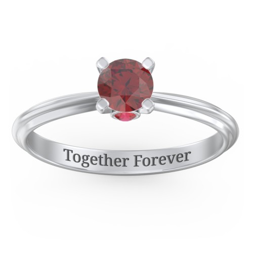 1/2 ct. Round Gemstone Peek-A-Boo Engagement Ring with Ridged Band