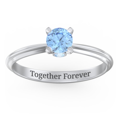 1/2 ct. Round Gemstone Peek-A-Boo Engagement Ring with Ridged Band