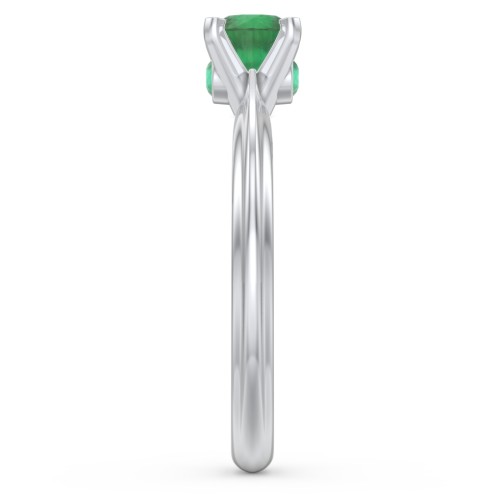 1/2 ct. Round Gemstone Peek-A-Boo Engagement Ring with Ridged Band – Sterling Silver with Emerald
