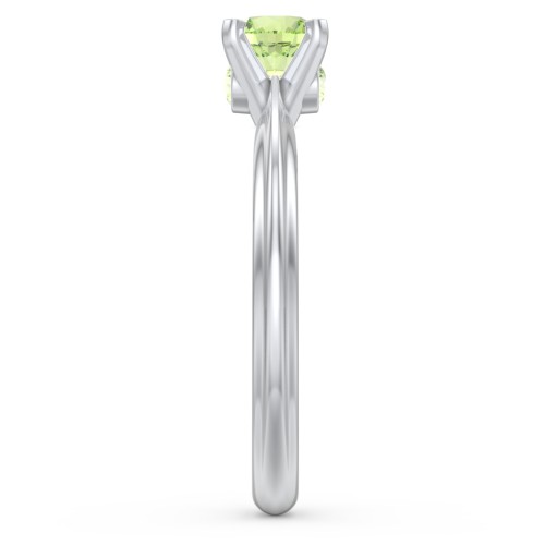 1/2 ct. Round Gemstone Peek-A-Boo Engagement Ring with Ridged Band – Sterling Silver with Peridot