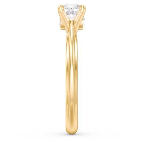 1/2 ct. Round Gemstone Peek-A-Boo Engagement Ring with Ridged Band – 9kt Yellow Gold with Cubic Zirconia