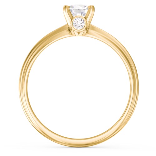 1/2 ct. Round Gemstone Peek-A-Boo Engagement Ring with Ridged Band – 9kt Yellow Gold with Cubic Zirconia