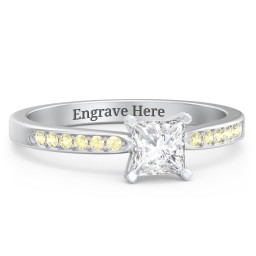 1/2 ct. Princess Gemstone Engagement Ring with Side Accent Stones