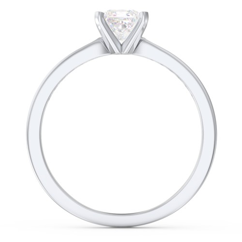 1/2 ct. Princess Gemstone Engagement Ring with Side Accent Stones – Sterling Silver with Lab Diamond and Diamond