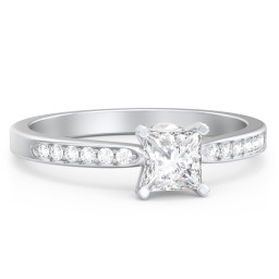 1/2 ct. Princess Gemstone Peek-A-Boo Engagement Ring with Side Accent Stones