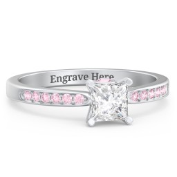 1/2 ct. Princess Gemstone Peek-A-Boo Engagement Ring with Side Accent Stones