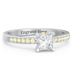 1/2 ct. Princess Gemstone Peek-A-Boo Engagement Ring with Side Accent Stones