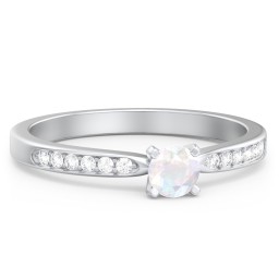 1/4 ct. Round Gemstone Engagement Ring with Side Accent Stones