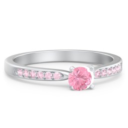 1/4 ct. Round Gemstone Engagement Ring with Side Accent Stones