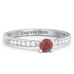 1/4 ct. Round Gemstone Engagement Ring with Side Accent Stones