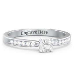 1/4 ct. Round Gemstone Engagement Ring with Side Accent Stones