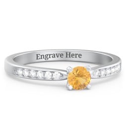 1/4 ct. Round Gemstone Engagement Ring with Side Accent Stones