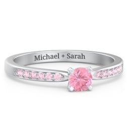 1/4 ct. Round Gemstone Engagement Ring with Side Accent Stones