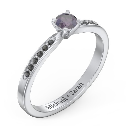 1/4 ct. Round Gemstone Engagement Ring with Side Accent Stones