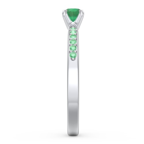 1/4 ct. Round Gemstone Engagement Ring with Side Accent Stones