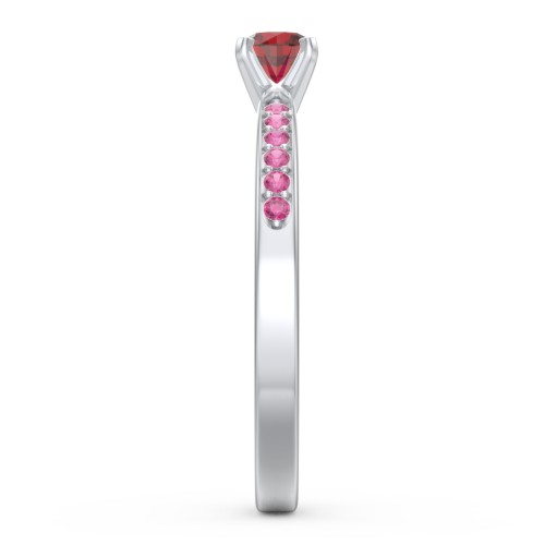 1/4 ct. Round Gemstone Engagement Ring with Side Accent Stones