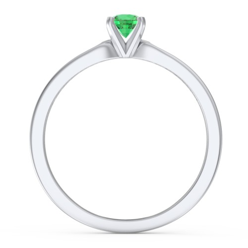 1/4 ct. Round Gemstone Engagement Ring with Side Accent Stones – Sterling Silver with Emerald and Green Premium Zirconia