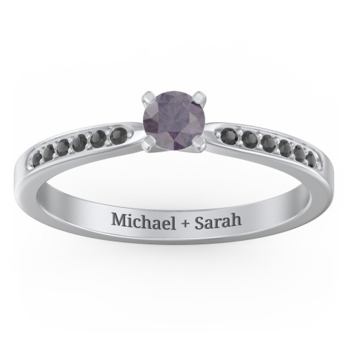 1/4 ct. Round Gemstone Engagement Ring with Side Accent Stones